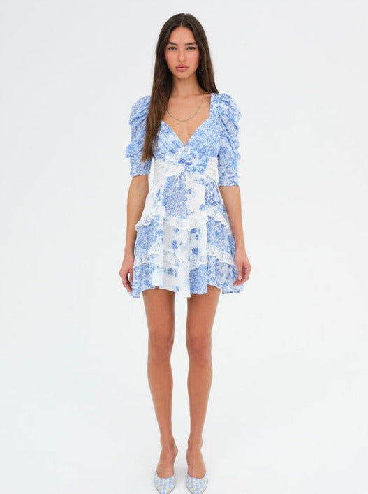 The Rosalyn Mini Dress in Blue