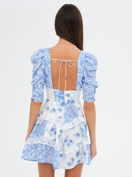 The Rosalyn Mini Dress in Blue