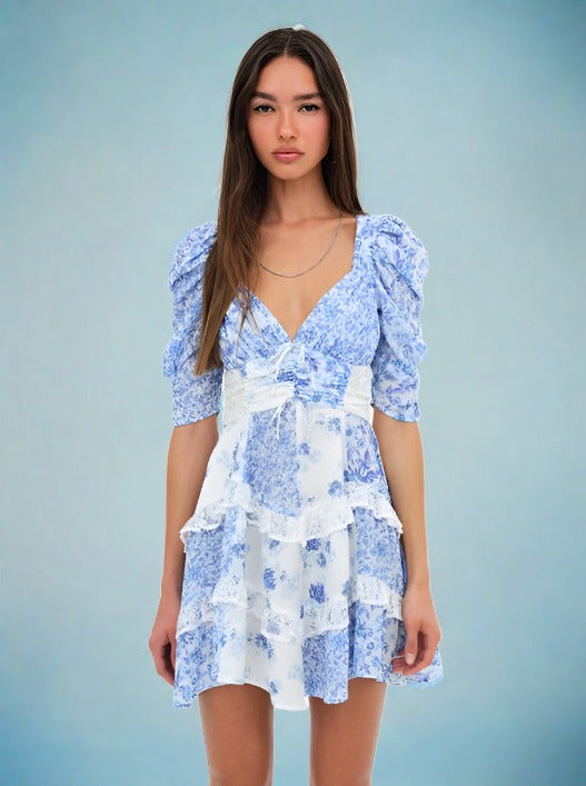 The Rosalyn Mini Dress in Blue