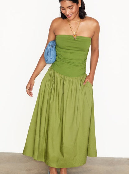 The Lola Mid-axi Dress - Olive