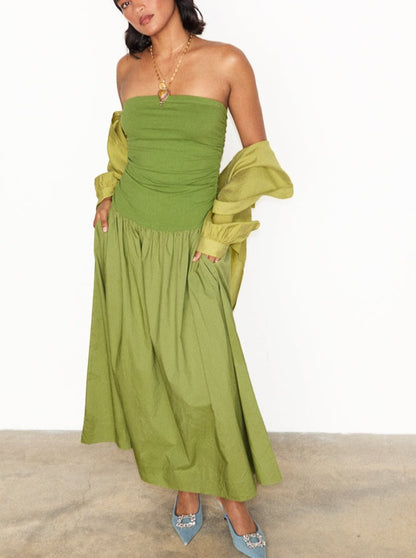 The Lola Mid-axi Dress - Olive