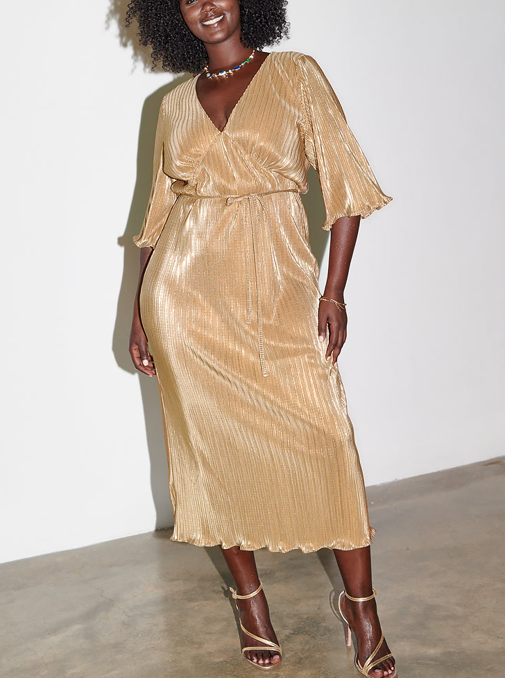 The Gold Plisse Dress