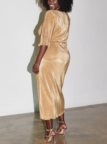 The Gold Plisse Dress
