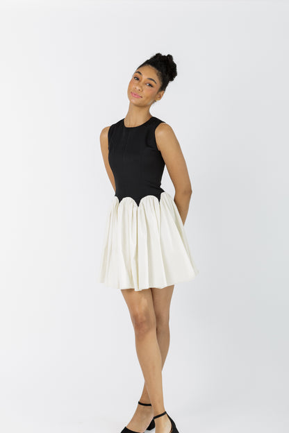 The Black and Cream Mini Monika Dress